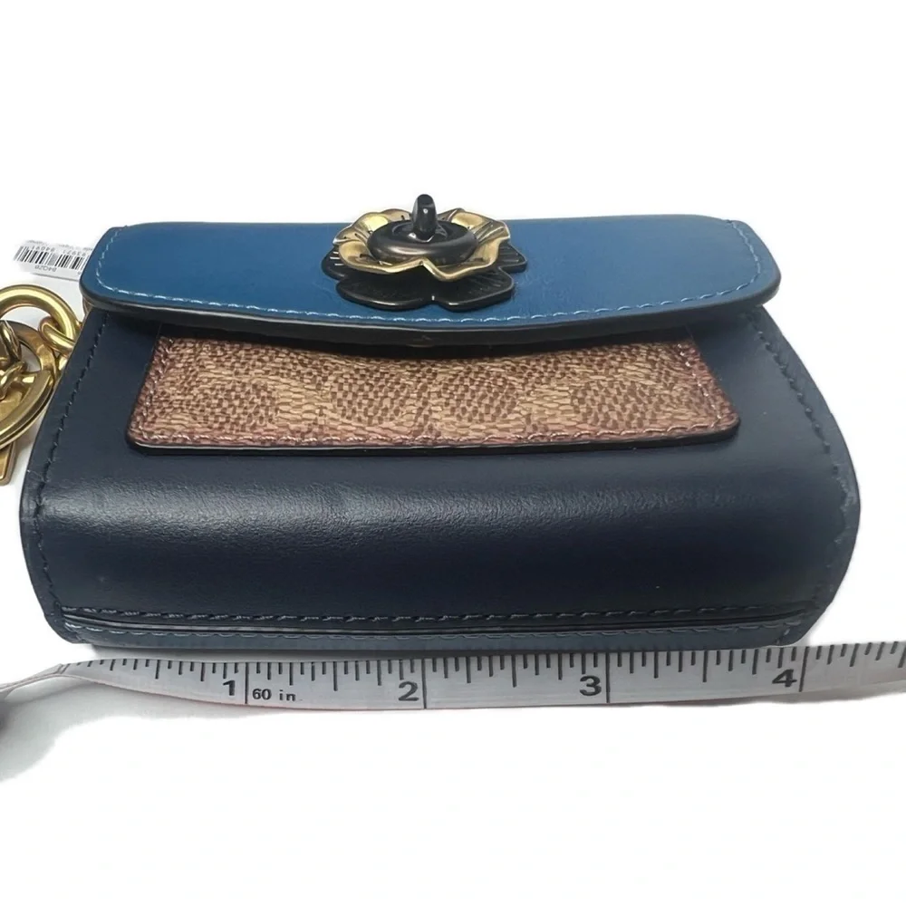 COACH Tea Rose Mini Parker Card Case Key Pouch With Snakeskin Detail Bag